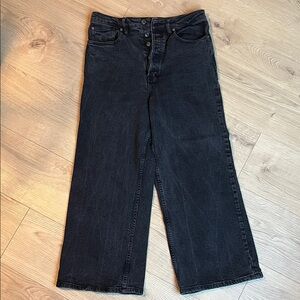 Free People Black Wide Jeans